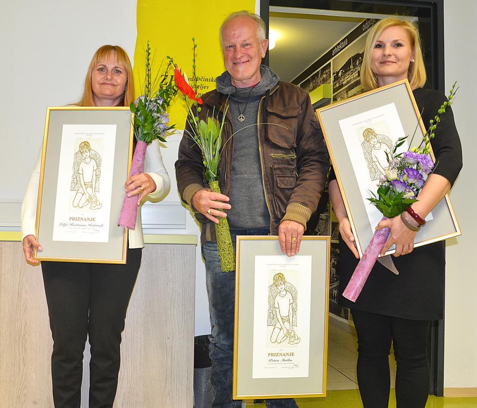 Dobitniki priznanj ob Tednu otroka za leto 2018 Lidija Hartman Koletnik, Peter Matko in Janja Jelen, svoja znanja in talente nesebično delijo med otroke in družine iz Šaleške doline.